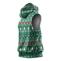 Bangladesh Christmas Sleeveless Hoodie with Santa Claus in Traditional Outfit Snowman and Tree Pattern - Wonder Print Shop