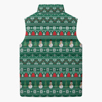 Bangladesh Christmas Sleeveless Puffer Jacket with Santa Claus in Traditional Outfit Snowman and Tree Pattern - Wonder Print Shop