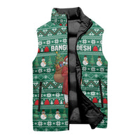 Bangladesh Christmas Sleeveless Puffer Jacket with Santa Claus in Traditional Outfit Snowman and Tree Pattern - Wonder Print Shop