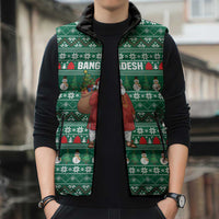 Bangladesh Christmas Sleeveless Puffer Jacket with Santa Claus in Traditional Outfit Snowman and Tree Pattern - Wonder Print Shop