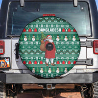 Bangladesh Christmas Spare Tire Cover with Santa Claus in Traditional Outfit Snowman and Tree Pattern - Wonder Print Shop