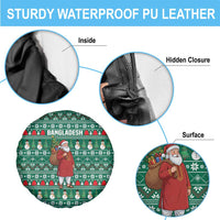 Bangladesh Christmas Spare Tire Cover with Santa Claus in Traditional Outfit Snowman and Tree Pattern - Wonder Print Shop