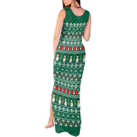 Bangladesh Christmas Tank Maxi Dress with Santa Claus in Traditional Outfit Snowman and Tree Pattern - Wonder Print Shop
