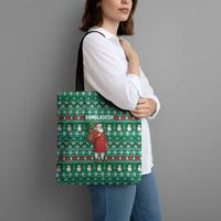 Bangladesh Christmas Tote Bag with Santa Claus in Traditional Outfit Snowman and Tree Pattern - Wonder Print Shop