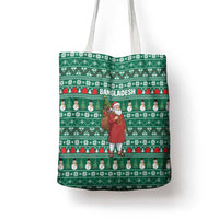 Bangladesh Christmas Tote Bag with Santa Claus in Traditional Outfit Snowman and Tree Pattern - Wonder Print Shop