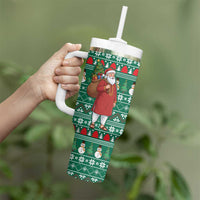 Bangladesh Christmas Tumbler With Handle with Santa Claus in Traditional Outfit Snowman and Tree Pattern - Wonder Print Shop