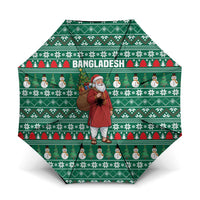 Bangladesh Christmas Umbrella with Santa Claus in Traditional Outfit Snowman and Tree Pattern - Wonder Print Shop