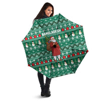 Bangladesh Christmas Umbrella with Santa Claus in Traditional Outfit Snowman and Tree Pattern - Wonder Print Shop