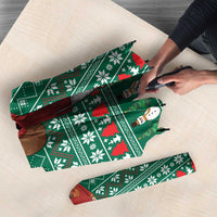Bangladesh Christmas Umbrella with Santa Claus in Traditional Outfit Snowman and Tree Pattern - Wonder Print Shop
