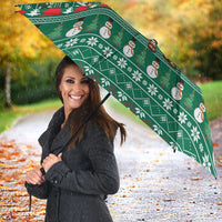 Bangladesh Christmas Umbrella with Santa Claus in Traditional Outfit Snowman and Tree Pattern - Wonder Print Shop