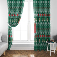 Bangladesh Christmas Window Curtain with Santa Claus in Traditional Outfit Snowman and Tree Pattern - Wonder Print Shop