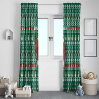 Bangladesh Christmas Window Curtain with Santa Claus in Traditional Outfit Snowman and Tree Pattern - Wonder Print Shop