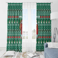 Bangladesh Christmas Window Curtain with Santa Claus in Traditional Outfit Snowman and Tree Pattern - Wonder Print Shop