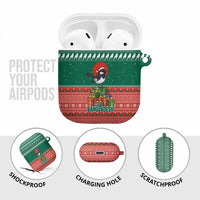 Bangladesh Christmas AirPods Case with Black-Capped Bird Gift Stack and Green Red Snowflake Pattern - Wonder Print Shop