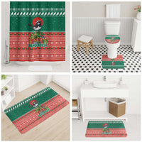 Bangladesh Christmas Bathroom Set with Black-Capped Bird Gift Stack and Green Red Snowflake Pattern - Wonder Print Shop