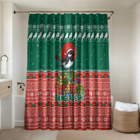 Bangladesh Christmas Bathroom Set with Black-Capped Bird Gift Stack and Green Red Snowflake Pattern - Wonder Print Shop