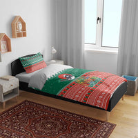 Bangladesh Christmas Bedding Set with Black-Capped Bird Gift Stack and Green Red Snowflake Pattern - Wonder Print Shop