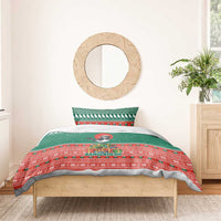 Bangladesh Christmas Bedding Set with Black-Capped Bird Gift Stack and Green Red Snowflake Pattern - Wonder Print Shop