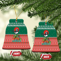 Bangladesh Christmas Ceramic Ornament with Black-Capped Bird Gift Stack and Green Red Snowflake Pattern - Wonder Print Shop