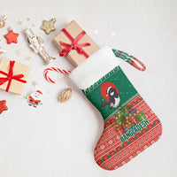 Bangladesh Christmas Stocking with Black-Capped Bird Gift Stack and Green Red Snowflake Pattern - Wonder Print Shop