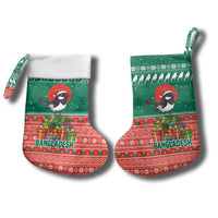 Bangladesh Christmas Stocking with Black-Capped Bird Gift Stack and Green Red Snowflake Pattern - Wonder Print Shop