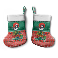 Bangladesh Christmas Stocking with Black-Capped Bird Gift Stack and Green Red Snowflake Pattern - Wonder Print Shop