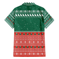 Bangladesh Christmas Family Matching Long Sleeve Bodycon Dress and Hawaiian Shirt with Black-Capped Bird Gift Stack and Green Red Snowflake Pattern - Wonder Print Shop