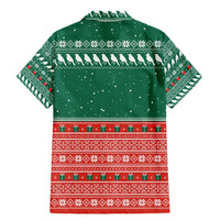 Bangladesh Christmas Family Matching Mermaid Dress and Hawaiian Shirt with Black-Capped Bird Gift Stack and Green Red Snowflake Pattern - Wonder Print Shop