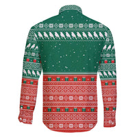 Bangladesh Christmas Family Matching Off The Shoulder Long Sleeve Dress and Hawaiian Shirt with Black-Capped Bird Gift Stack and Green Red Snowflake Pattern - Wonder Print Shop