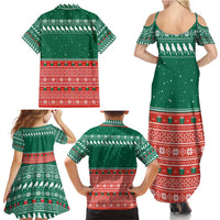 Bangladesh Christmas Family Matching Summer Maxi Dress and Hawaiian Shirt with Black-Capped Bird Gift Stack and Green Red Snowflake Pattern - Wonder Print Shop