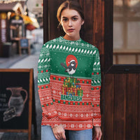 Bangladesh Christmas Ugly Christmas Sweater with Black-Capped Bird Gift Stack and Green Red Snowflake Pattern - Wonder Print Shop