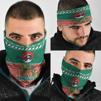 Bangladesh Christmas Neck Gaiter with Black-Capped Bird Gift Stack and Green Red Snowflake Pattern - Wonder Print Shop