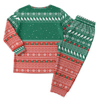 Bangladesh Christmas Pajama Set with Black-Capped Bird Gift Stack and Green Red Snowflake Pattern - Wonder Print Shop