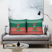 Bangladesh Christmas Pillow Cover with Black-Capped Bird Gift Stack and Green Red Snowflake Pattern - Wonder Print Shop