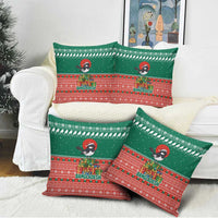 Bangladesh Christmas Pillow Cover with Black-Capped Bird Gift Stack and Green Red Snowflake Pattern - Wonder Print Shop
