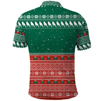 Bangladesh Christmas Polo Shirt with Black-Capped Bird Gift Stack and Green Red Snowflake Pattern - Wonder Print Shop
