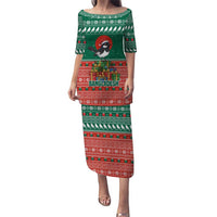 Bangladesh Christmas Puletasi with Black-Capped Bird Gift Stack and Green Red Snowflake Pattern - Wonder Print Shop