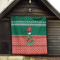 Bangladesh Christmas Quilt with Black-Capped Bird Gift Stack and Green Red Snowflake Pattern - Wonder Print Shop