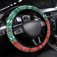 Bangladesh Christmas Steering Wheel Cover with Black-Capped Bird Gift Stack and Green Red Snowflake Pattern - Wonder Print Shop