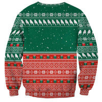 Bangladesh Christmas Sweatshirt with Black-Capped Bird Gift Stack and Green Red Snowflake Pattern - Wonder Print Shop