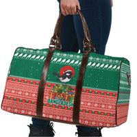 Bangladesh Christmas Travel Bag with Black-Capped Bird Gift Stack and Green Red Snowflake Pattern - Wonder Print Shop