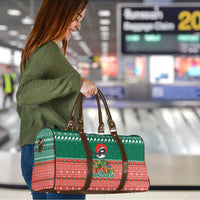 Bangladesh Christmas Travel Bag with Black-Capped Bird Gift Stack and Green Red Snowflake Pattern - Wonder Print Shop