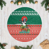 Bangladesh Christmas Tree Skirt with Black-Capped Bird Gift Stack and Green Red Snowflake Pattern - Wonder Print Shop