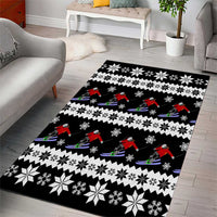Skiing Snowflake Christmas Area Rug Xmas Holiday Patterns - Wonder Print Shop