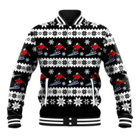 Skiing Snowflake Christmas Baseball Jacket Xmas Holiday Patterns - Wonder Print Shop