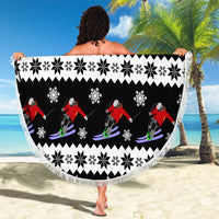 Skiing Snowflake Christmas Beach Blanket Xmas Holiday Patterns - Wonder Print Shop