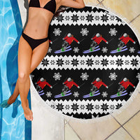 Skiing Snowflake Christmas Beach Blanket Xmas Holiday Patterns - Wonder Print Shop