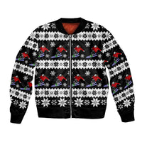 Skiing Snowflake Christmas Bomber Jacket Xmas Holiday Patterns - Wonder Print Shop