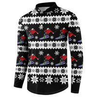 Skiing Snowflake Christmas Button Sweatshirt Xmas Holiday Patterns - Wonder Print Shop