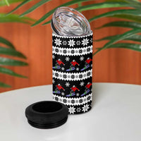 Skiing Snowflake Christmas 4 in 1 Can Cooler Tumbler Xmas Holiday Patterns - Wonder Print Shop